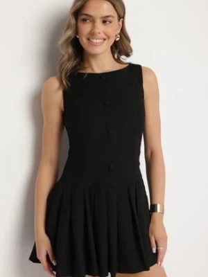 Czarna Sukienka z Plisowanym Dołem Tunelia elsa.m by may