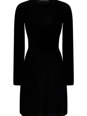 Czarna sukienka z rozkloszowaną spódnicą i efektem aksamitnym Antonino Valenti