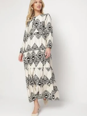 Czarna Sukienka z Wiskozą o Rozkloszowanym Kroju z Guzikami Ilovella rosa