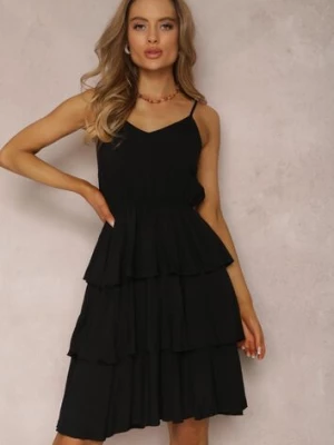 Czarna Sukienka z Wiskozy Astothee cflo