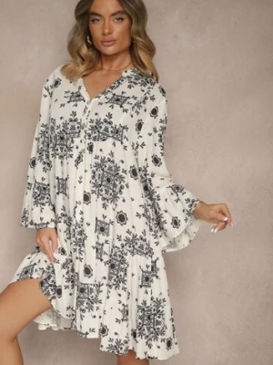Czarna Sukienka z Wiskozy Ozdobiona Geometrycznym Motywem Filionea m&d fashion