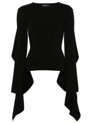 Czarna Sweterkowa Bluzka z Asymetrycznym Designem Mugler