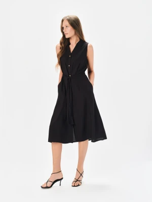 Czarna szmizjerka z tkaninowym paskiem Top Secret