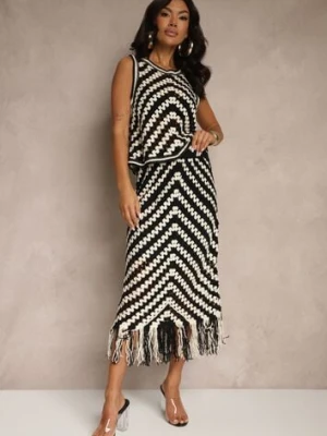 Czarna Szydełkowa Spódnica z Bawełną Ozdobiona Frędzlami Zisavine rosa