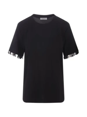 Czarna T-shirt z cekinami Paco Rabanne