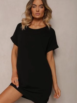 Czarna T-shirtowa Sukienka Pudełkowa z Elastycznej Bawełny Ellensa glo-story