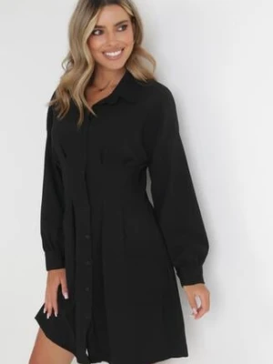 Czarna Taliowana Sukienka Koszulowa Mini Arukini lily rose