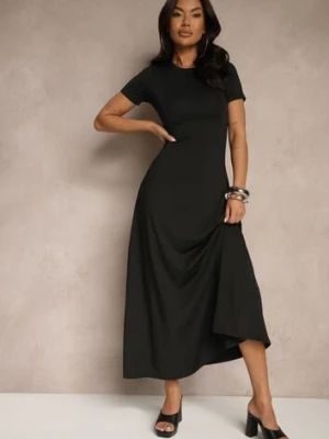 Czarna Taliowana Sukienka z Krótkim Rękawem Liranisea by swan