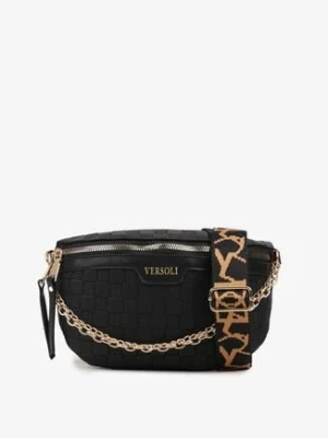 Czarna Tłoczona Nerka Ozdobiona Łańcuszkiem z Napisem Liorene versoli