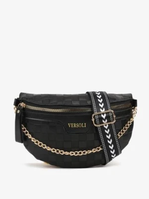 Czarna Tłoczona Nerka z Łańcuszkiem i Dodatkowym Szerokim Paskiem Alisvara versoli