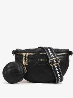 Czarna Tłoczona Nerka z Napisem i Portmonetką Alisavi versoli