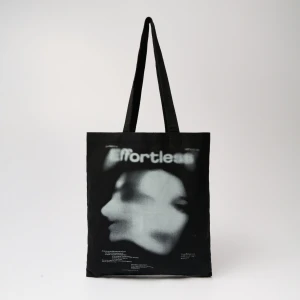 Czarna torba bawełniana z rozmazanym nadrukiem House