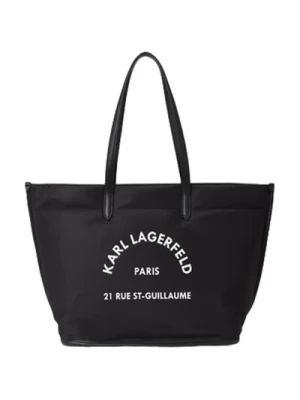 Czarna torba na zakupy dla kobiet z poliuretanu Karl Lagerfeld