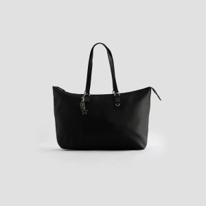Czarna torba shopper z brelokiem House