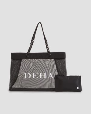 Czarna Torba Siateczkowa Damska Deha Mesh Shopper