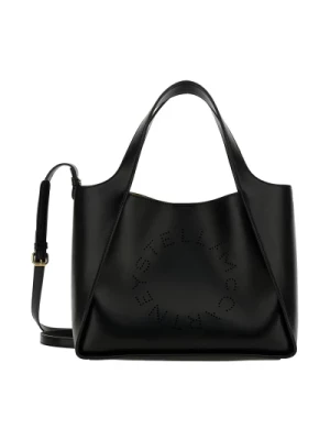 Czarna Torba Tote z Perforowanym Logo Stella McCartney