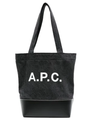 Czarna torba z panelem z dżinsu i logo A.p.c.