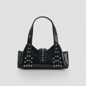 Czarna torebka bagietka z nitami House