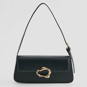 Czarna torebka bagietka z ozdobnym zapięciem House