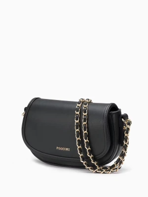 Czarna torebka crossbody z ozdobnym łańcuszkiem Puccini