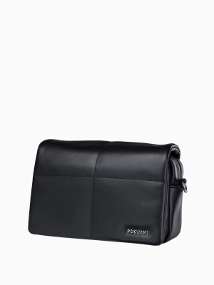 Czarna torebka damska crossbody na szerokim pasku Puccini
