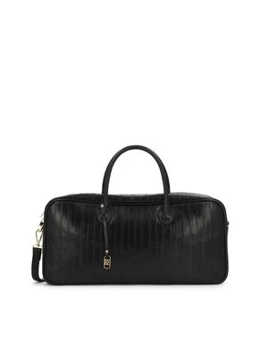 Czarna torebka do ręki z tłoczonej skóry Kazar