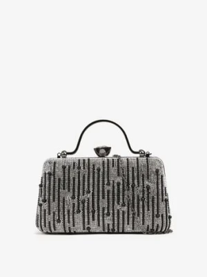 Czarna Torebka Kopertówka Ozdobiona Perełkami i Cyrkoniami Fessurea caely