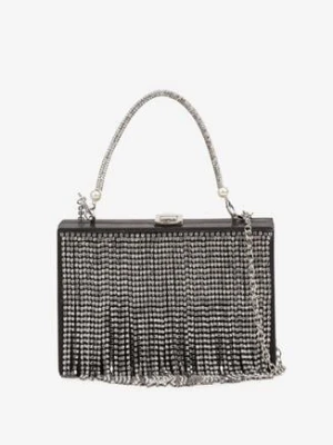 Czarna Torebka Kopertówka Vices z Cyrkoniami Rączką i Łańcuszkiem Affia