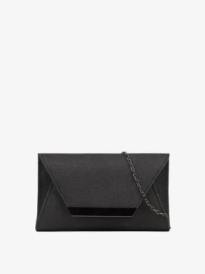 Czarna Torebka Kopertówka z Metaliczną Aplikacją i Łańcuszkiem Milariela caely