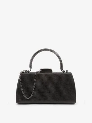 Czarna Torebka Kopertówka z Metalową Rączką i Łańcuszkiem Xilagia