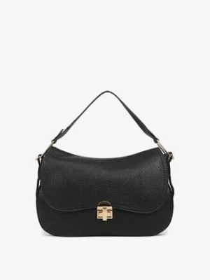 Czarna Torebka Listonoszka na Ramię z Aplikacją na Klapie Adurrive chantal firenze