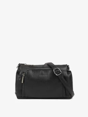 Czarna Torebka Listonoszka z Kieszonką na Suwak Izona luigisanto