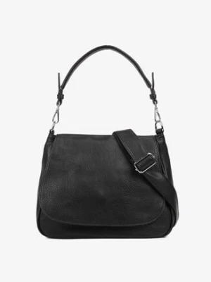 Czarna Torebka Listonoszka z Rączką i Paskiem Malanira