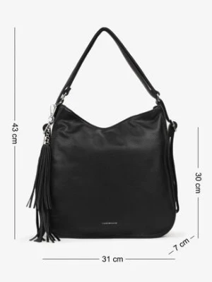 Czarna Torebka na Ramię z Brelokiem z Frędzlami Helkio luigisanto