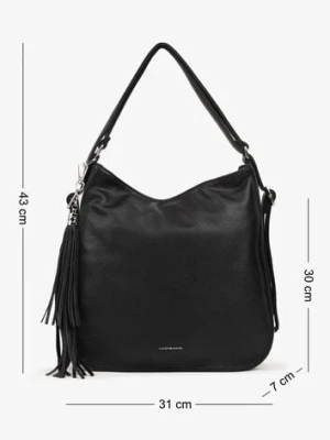 Czarna Torebka na Ramię z Frędzlami i Suwakami Rivkio luigisanto