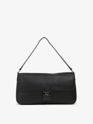 Czarna Torebka Prostokątna na Ramię Ozdobiona Metaliczną Aplikacją Aderrive chantal firenze