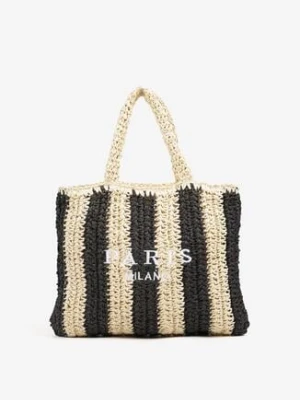 Czarna Torebka Shopper Plażowa z Napisem Navirael