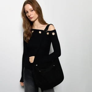 Czarna torebka sztruksowa multipocket House