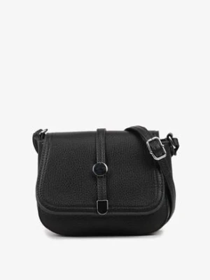 Czarna Torebka Typu Listonoszka z Metaliczną Ozdobą Dolavia francis