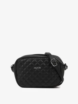 Czarna Torebka Typu Listonoszka z Napisem i Pikowaniem Silianoa francis