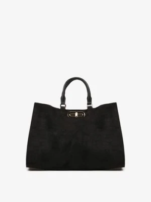 Czarna Torebka Typu Shopper z Imitacji Zamszu z Rączkami i Paskiem Crossbody Temige kassandra