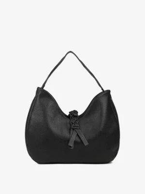 Czarna Torebka Typu Shopperka Hobo z Frędzlem i Plecionką Nalivesa chantal firenze