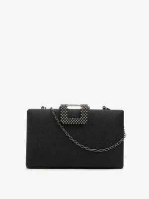 Czarna Torebka z Cyrkoniami i Brokatowym Wykończeniem Hulicca