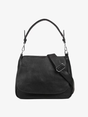 Czarna Torebka z Klapą w Stylu Listonoszki z Paskiem i Rączką Malurelle