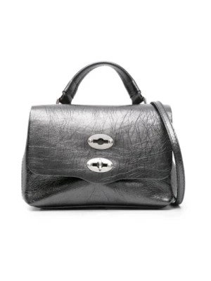 Czarna torebka z ziarnistą skórą Zanellato