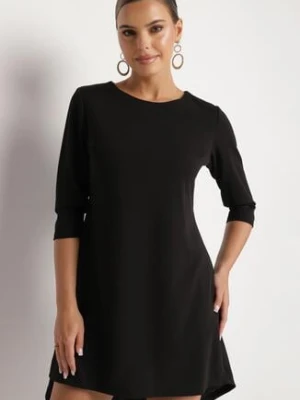 Czarna Trapezowa Sukienka z Dłuższym Tyłem Gemirina new collection