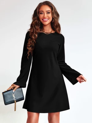 Czarna trapezowa sukienka z wiązaniem typu kokarda Selio - czarny Pakuten