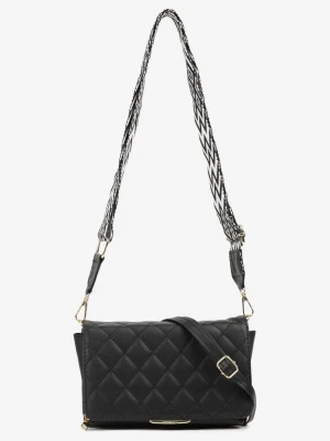 Czarna Trzykomorowa Mała Torebka z Pikowaniem i Dodatkowymi Odczepianymi Paskami Siarolia