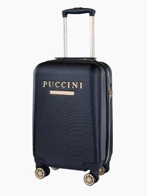Czarna walizka kabinowa z eleganckim napisem Puccini