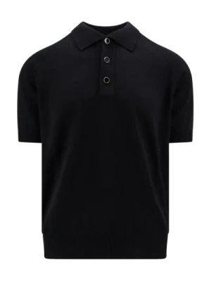 Czarna Wełna Bawełna T-Shirt Lardini